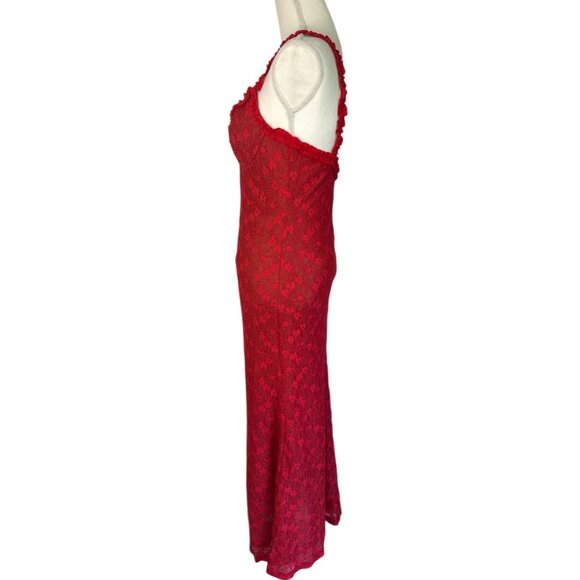 Bardot Alegra Stretch Lace Midi Dress in Fire Red 8 New Womens - Picture 5 of 15